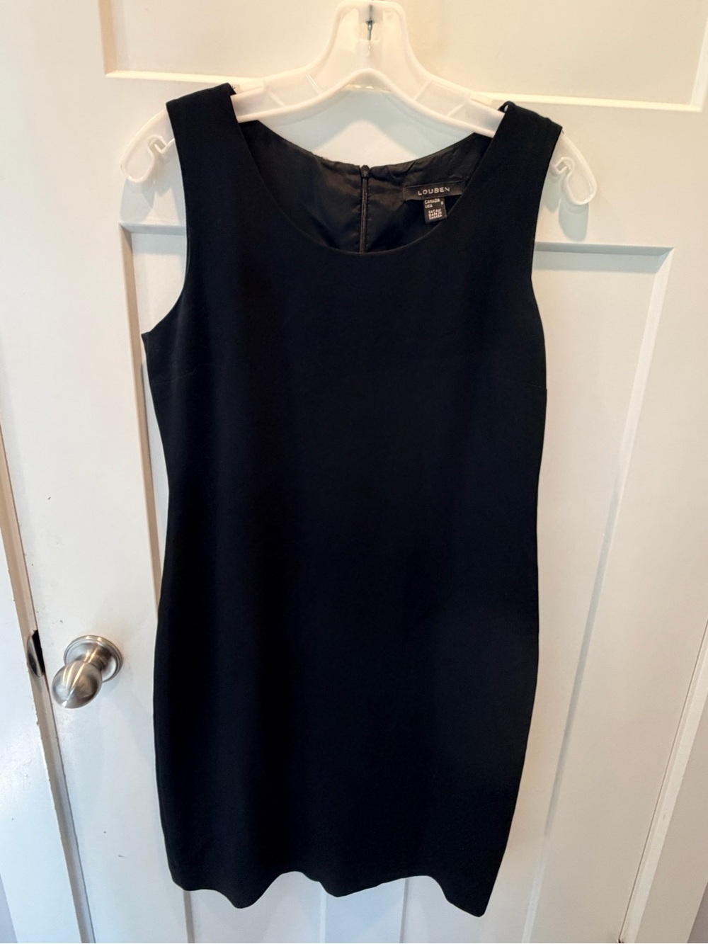 Louben Black Sheath Dress Size 8 Made Canada Sleeveless Career Cocktail